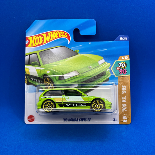 Hot Wheels '90 Honda Civic EF - 28/250 2025 - HW: '70s vs. '90s 1/10 - HYX90 - 1:64
